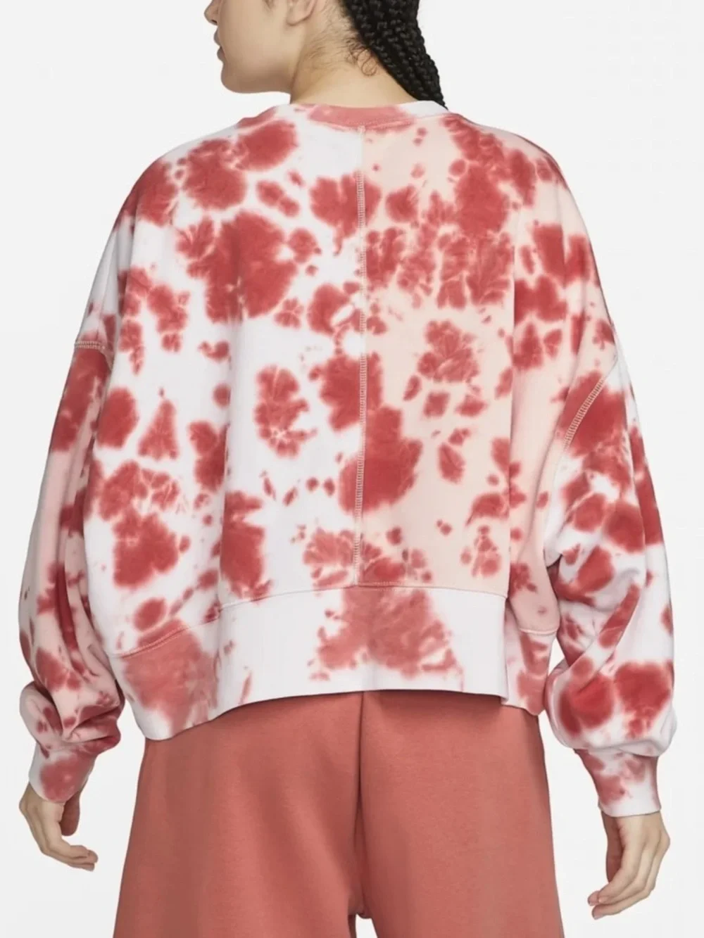 Nike Women's coral Pink Tie-Dye Cropped Crew Sweatshirt